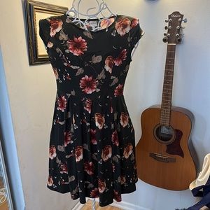 Brown floral print dress